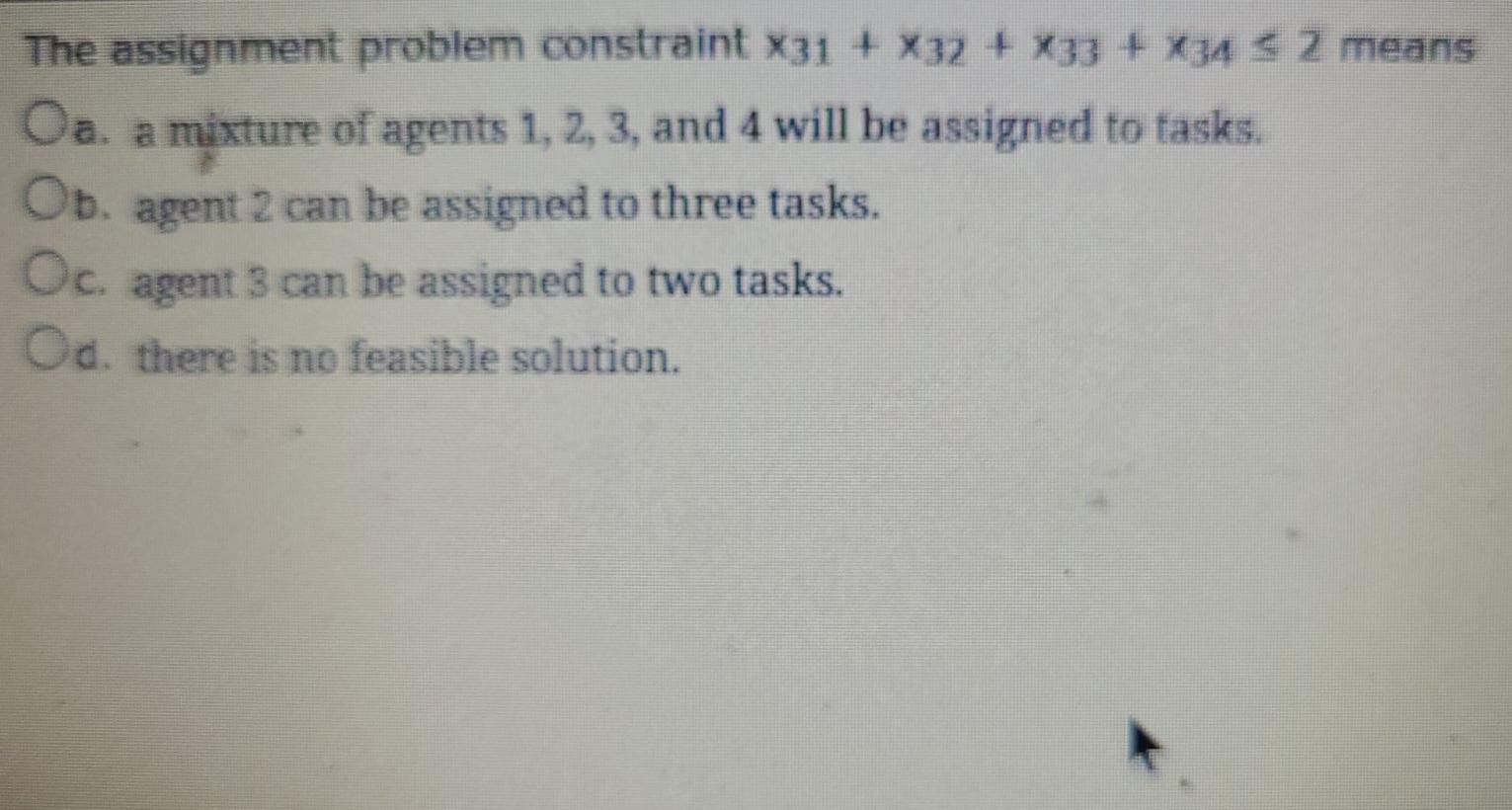 assignment problem with constraints