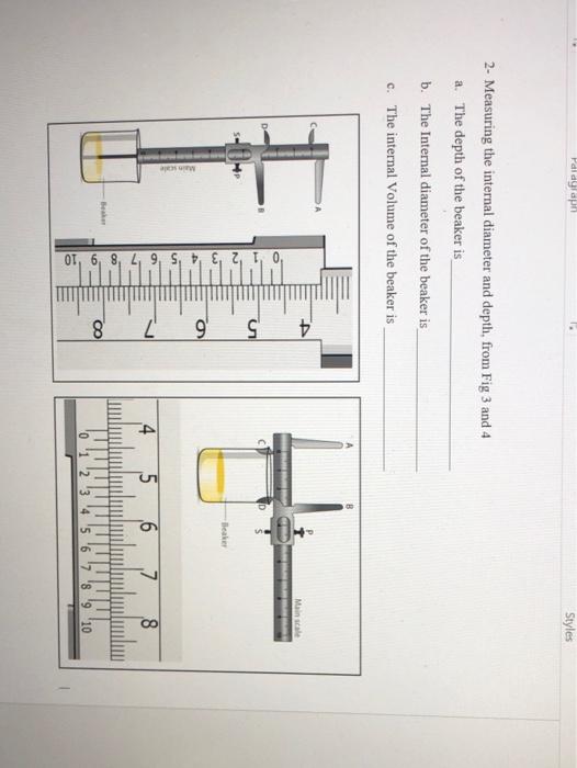 Solved га Paragraph Styles 2. Data: A. The Vernier Caliper | Chegg.com