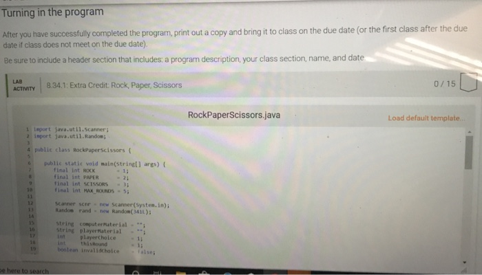 Solved 8 34 Extra Credit Rock Paper Scissors Extra Credit Chegg Com
