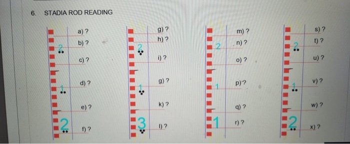 Solved 6 Stadia Rod Reading G S A B H M N Chegg Com