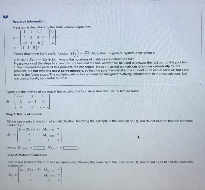 Solved Required information A system is described by the | Chegg.com