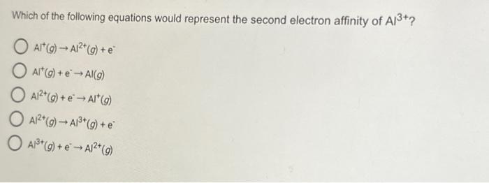 Solved Which Of The Following Equations Would Represent The | Chegg.com