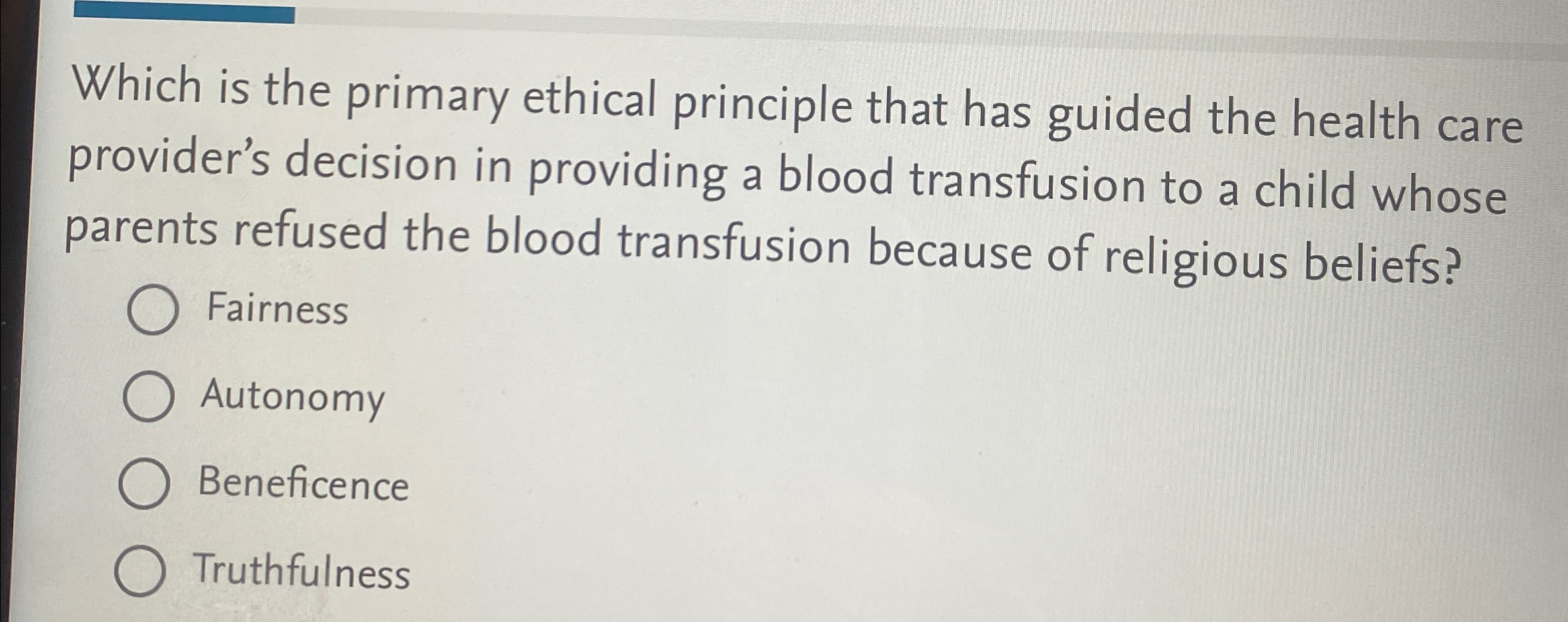 Solved Which is the primary ethical principle that has | Chegg.com