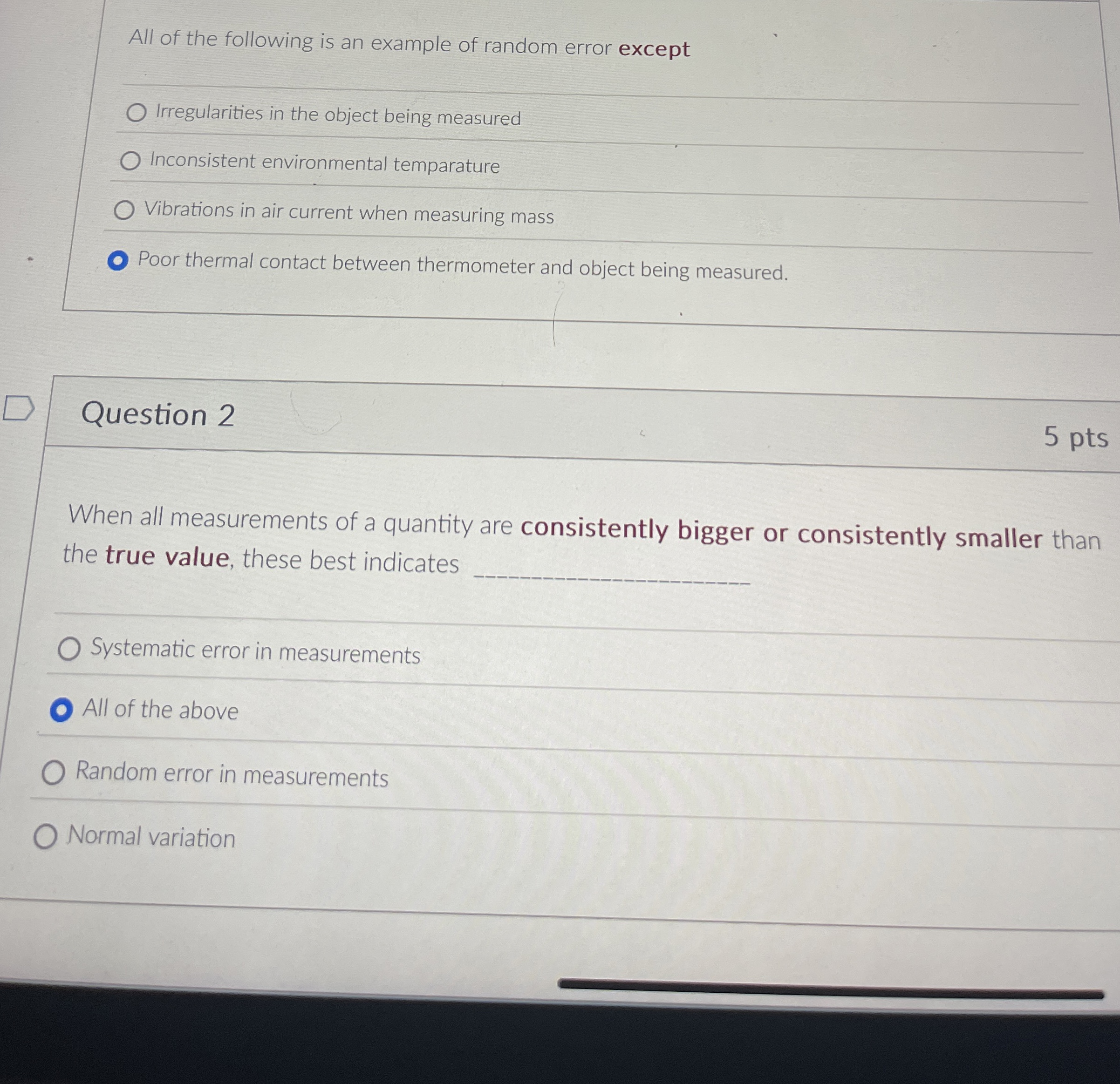 Solved All of the following is an example of random error | Chegg.com