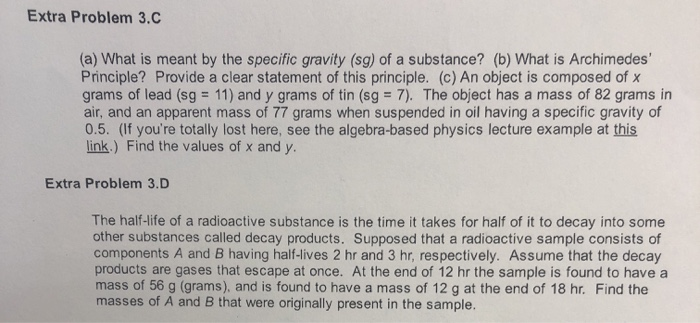 Solved Extra Problem 3.C (a) What is meant by the specific | Chegg.com