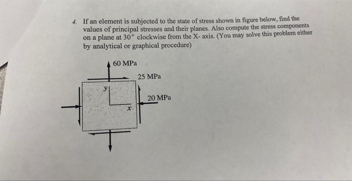 Solved 4. If an element is subjected to the state of stress | Chegg.com