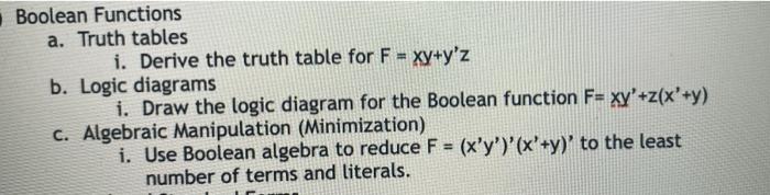 Solved Boolean Functions a. Truth tables i. Derive the truth | Chegg.com