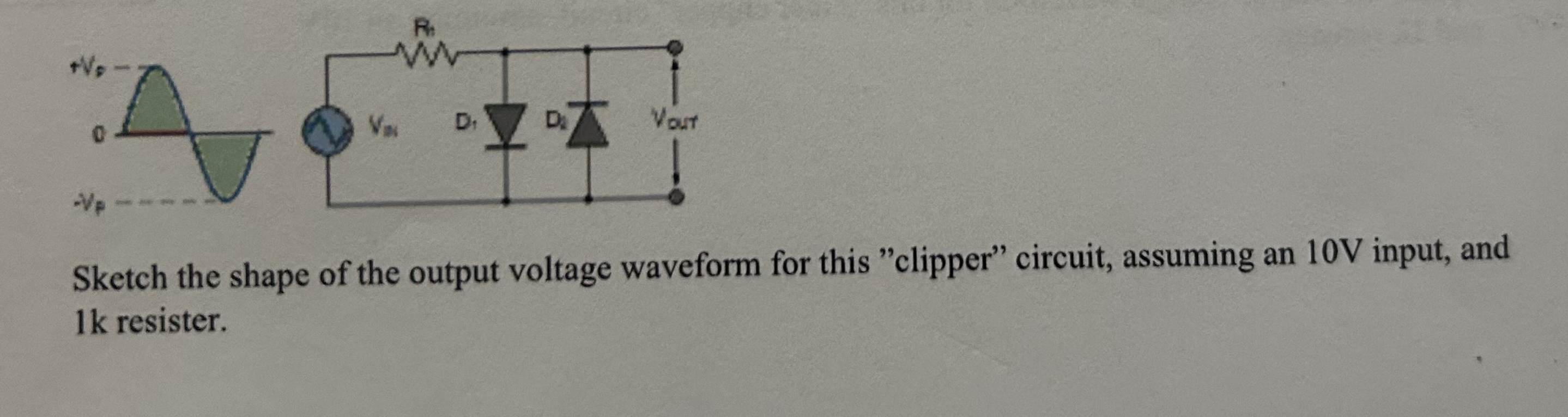 Solved Sketch the shape of the output voltage waveform for | Chegg.com