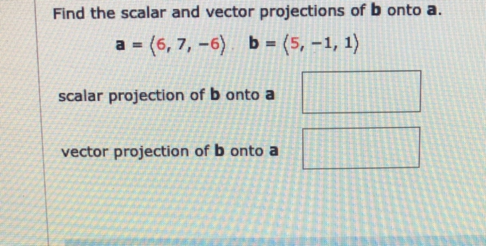 Solved Find the scalar and vector projections of b onto a. a | Chegg.com