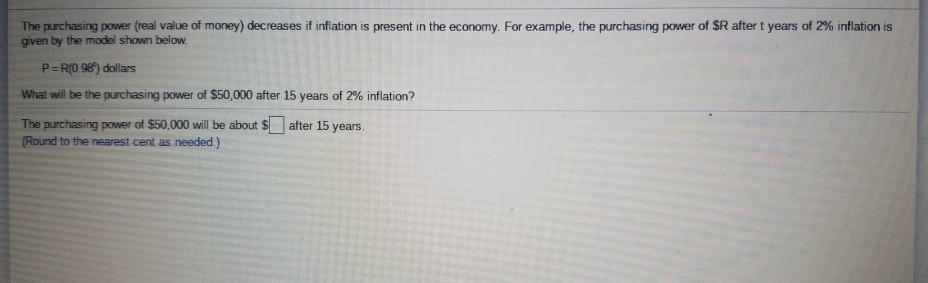 Solved The purchasing power (real value of money) decreases | Chegg.com