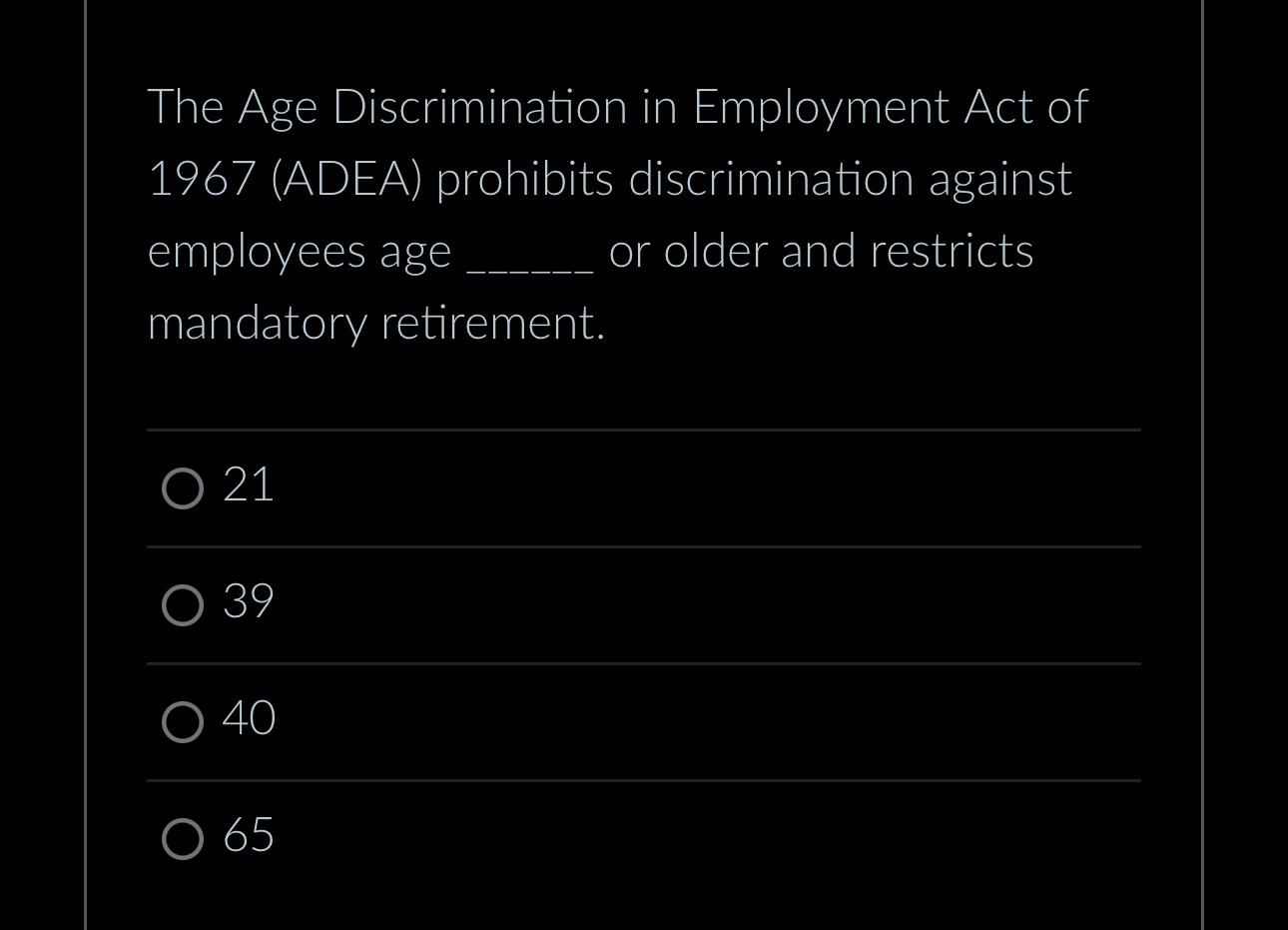 Solved The Age Discrimination In Employment Act Of | Chegg.com