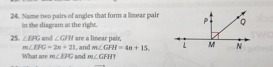 can two right angle form a linear pair