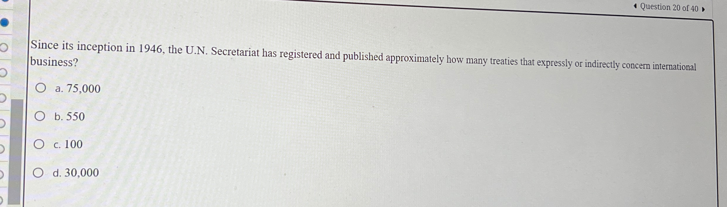 Solved Question 20 ﻿of 40Since its inception in 1946, ﻿the | Chegg.com
