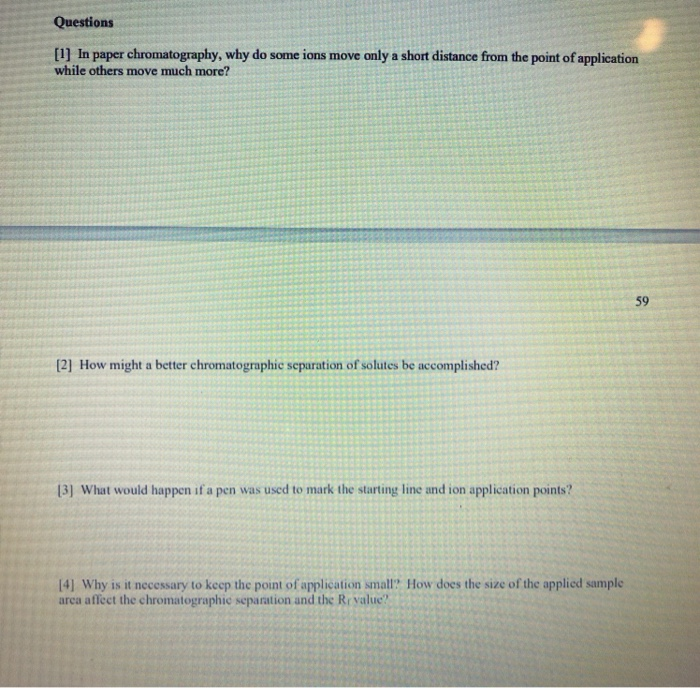 Solved DATA SHEET PAPER CHROMATOGRAPHY Table 1