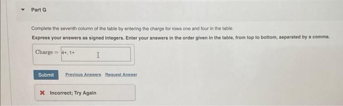 Part G Complete the seventh column of the table by Chegg