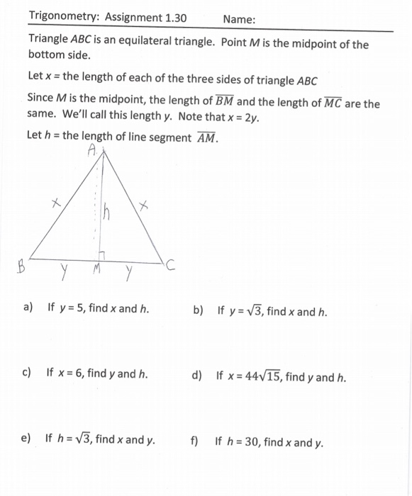 trigonometry assignment 1.30 answer key