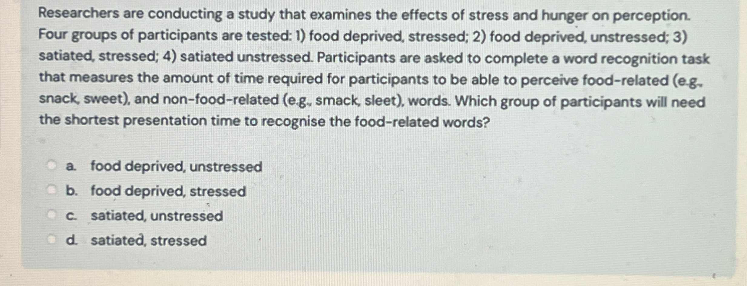 Solved Researchers are conducting a study that examines the | Chegg.com