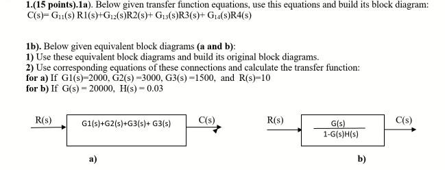 Solved 1.(15 points).la). Below given transfer function | Chegg.com