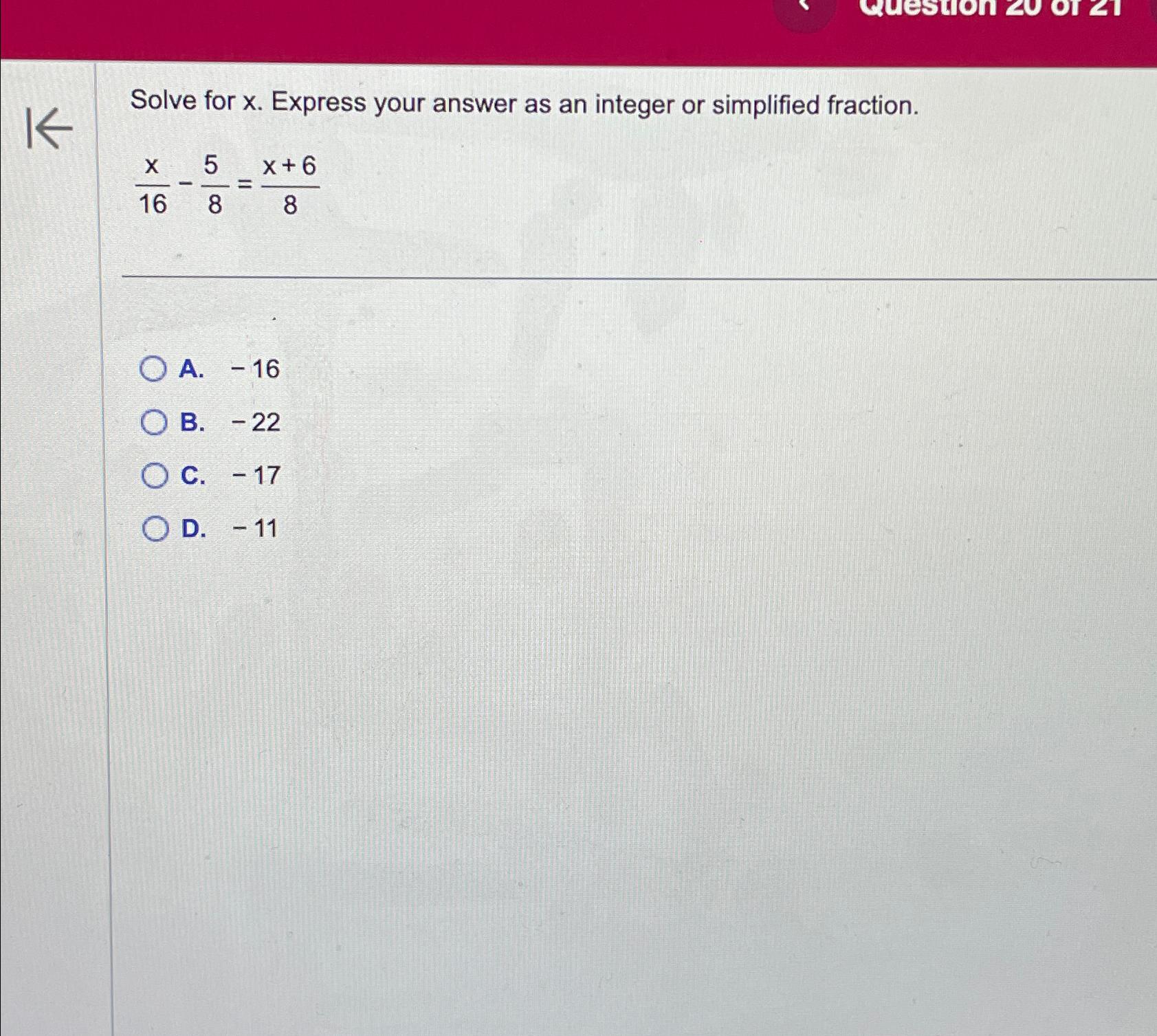 Solved Solve for x. ﻿Express your answer as an integer or | Chegg.com