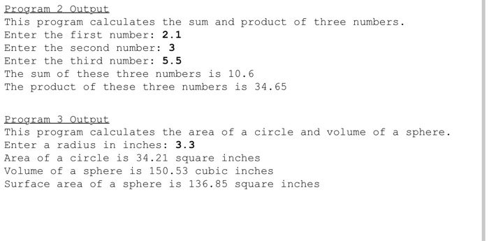 Solved Program 2 Output This program calculates the sum and | Chegg.com