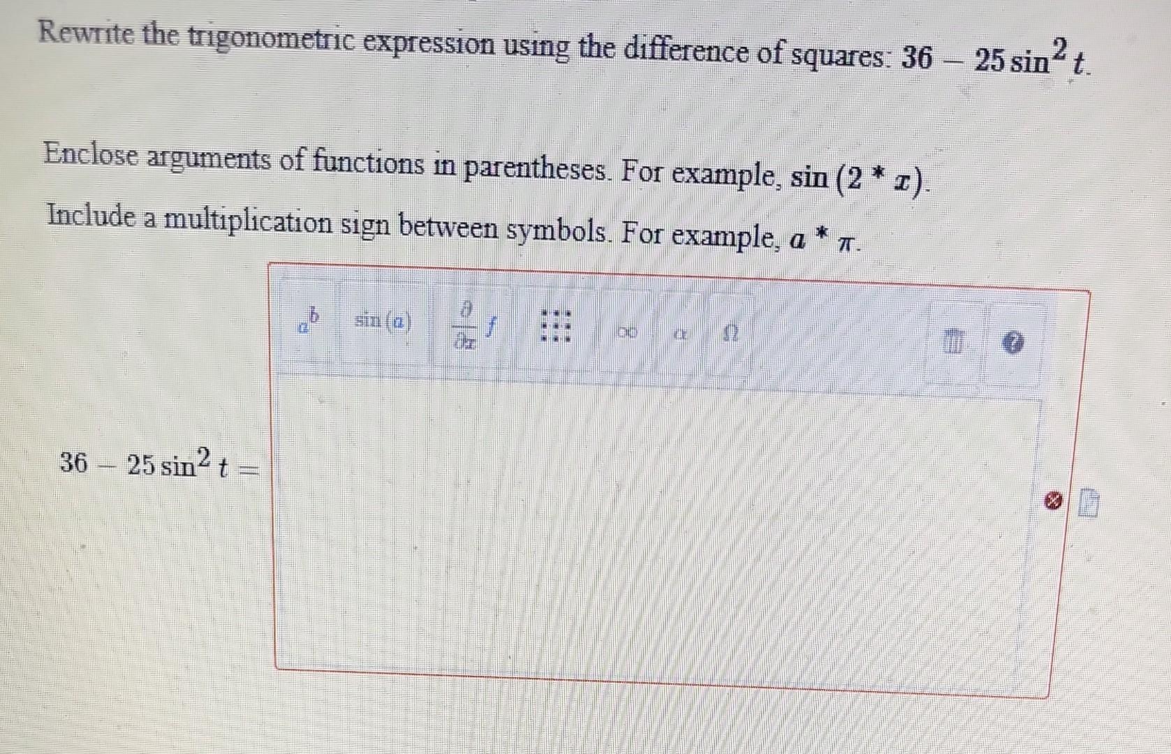 Solved Rewrite the trigonometric expression using the | Chegg.com