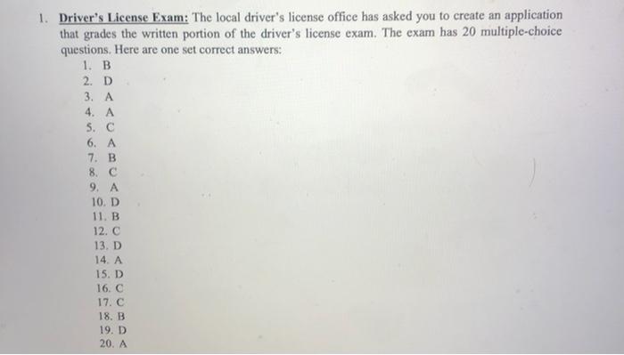 Solved 1. Driver's License Exam: The local driver's license | Chegg.com