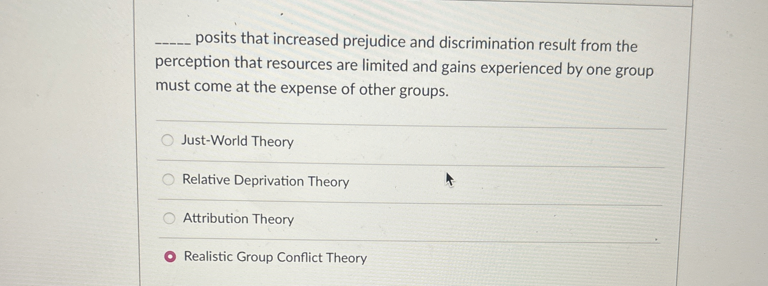 Solved posits that increased prejudice and discrimination | Chegg.com