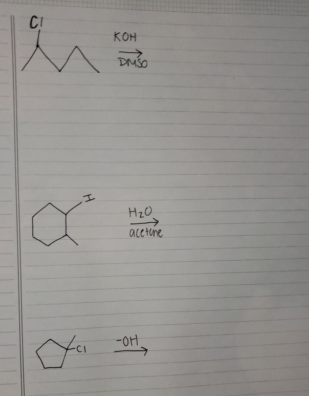 Solved CI KOH DMSO Hz0 acetone -OH Ya | Chegg.com