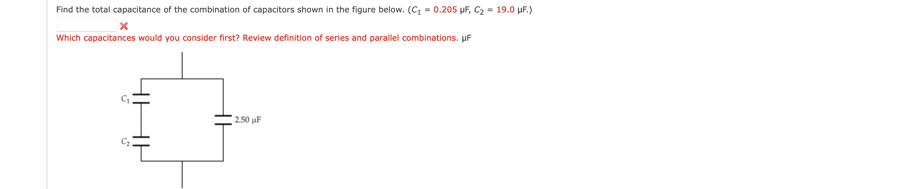Solved {:C1=0.205μ(F),C2=19.0μ(F).)Which capacitances would | Chegg.com