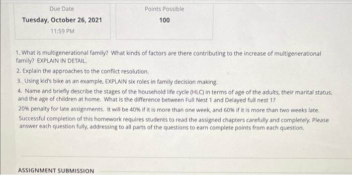 Solved Due Date Points Possible 100 Tuesday, October 26, | Chegg.com