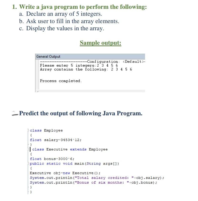 Solved 1. Write a java program to perform the following: a. | Chegg.com