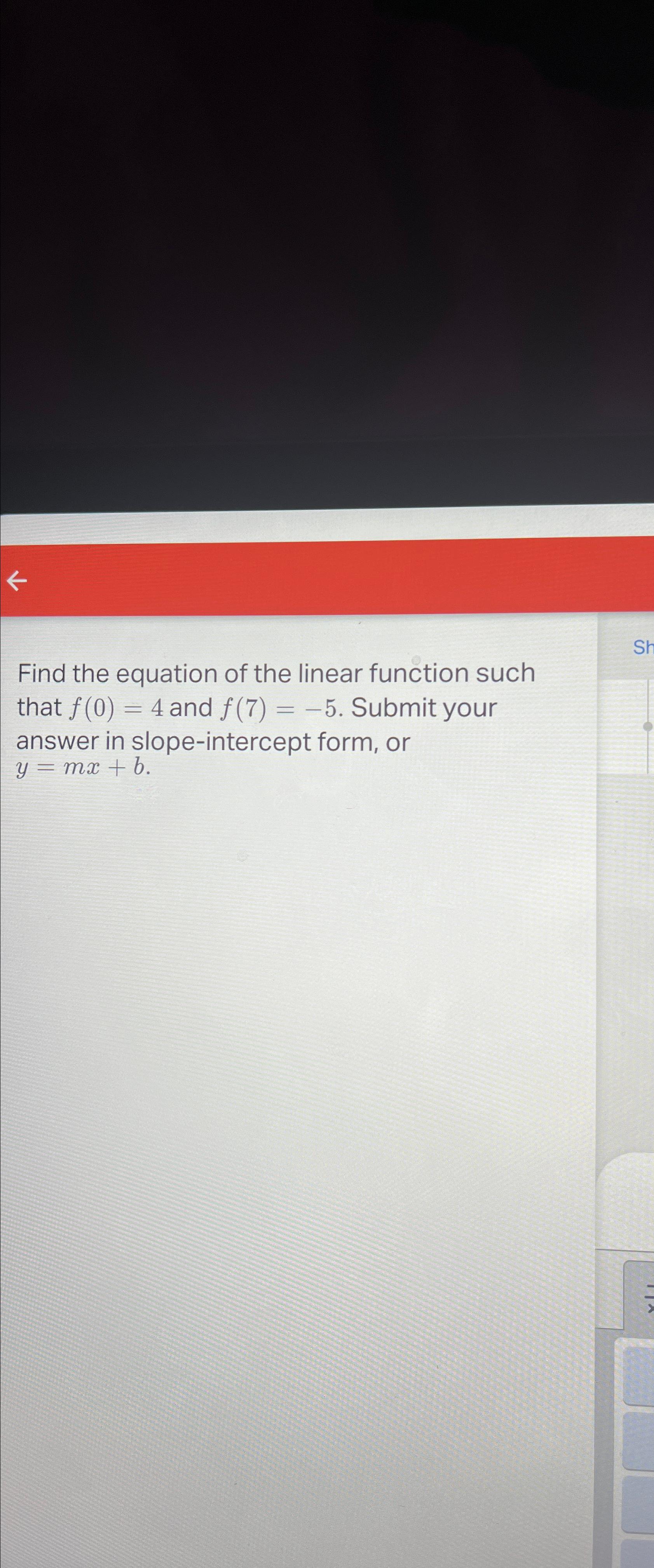 Solved Find the equation of the linear function such that | Chegg.com