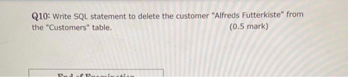 Solved Q1: Write create a SQL table called customers that | Chegg.com