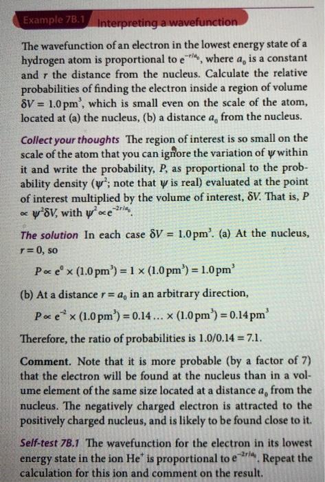 Solved Example 73.1 Interpreting a wavefunction The | Chegg.com
