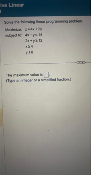 Solved Solve the following linear programming problem. | Chegg.com