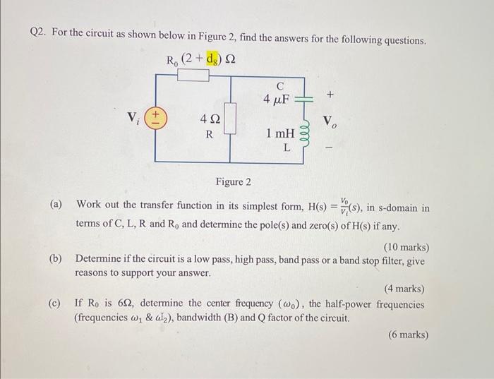 Solved Q2. For The Circuit As Shown Below In Figure 2, Find | Chegg.com