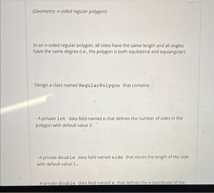 Solved (Geometry: n-sided regular polygon) In an n-sided | Chegg.com