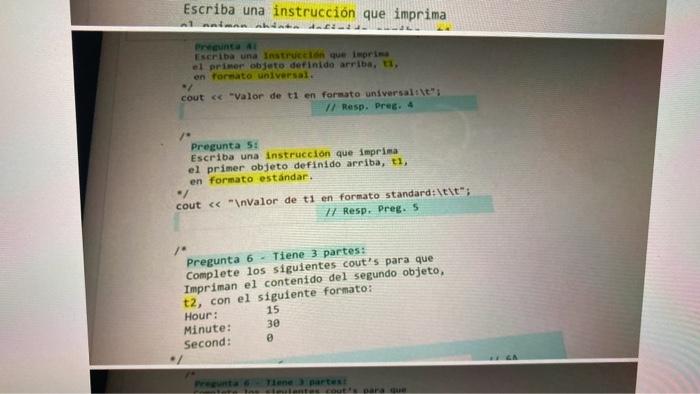 Escriba una instrucción que imprima Fscriba una Instruccich que iworima e1 primer objeto detinido arribe, th, en rormato univ