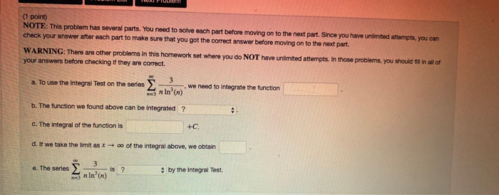 Solved (1 point) NOTE: This problem has several parts. You | Chegg.com