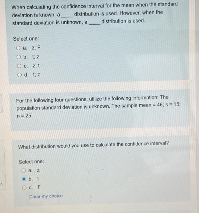 Solved When calculating the confidence interval for the mean | Chegg.com