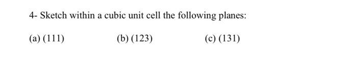 Solved 4- Sketch within a cubic unit cell the following | Chegg.com