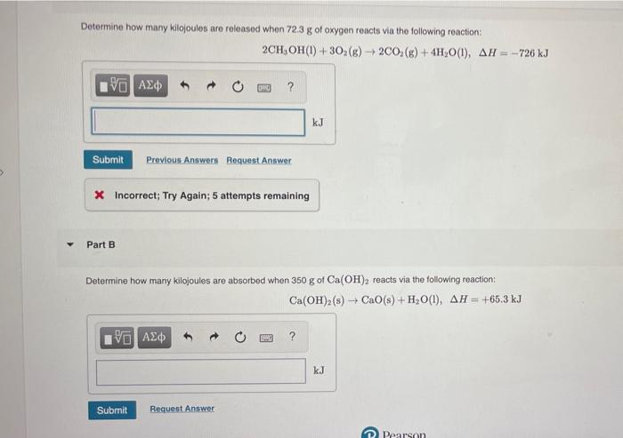 Solved Determine how many kilojoules are released when 72.3 | Chegg.com