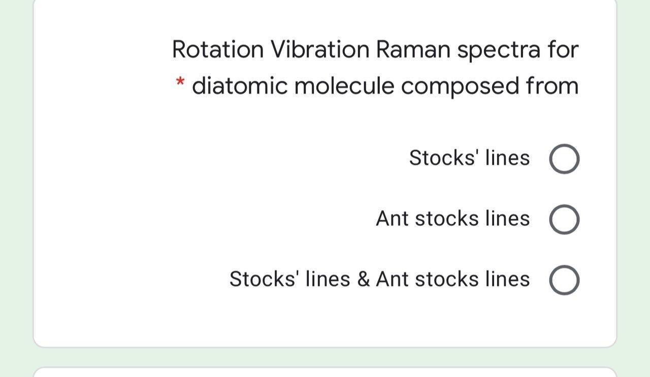 Solved Rotation Vibration Raman Spectra For * Diatomic | Chegg.com