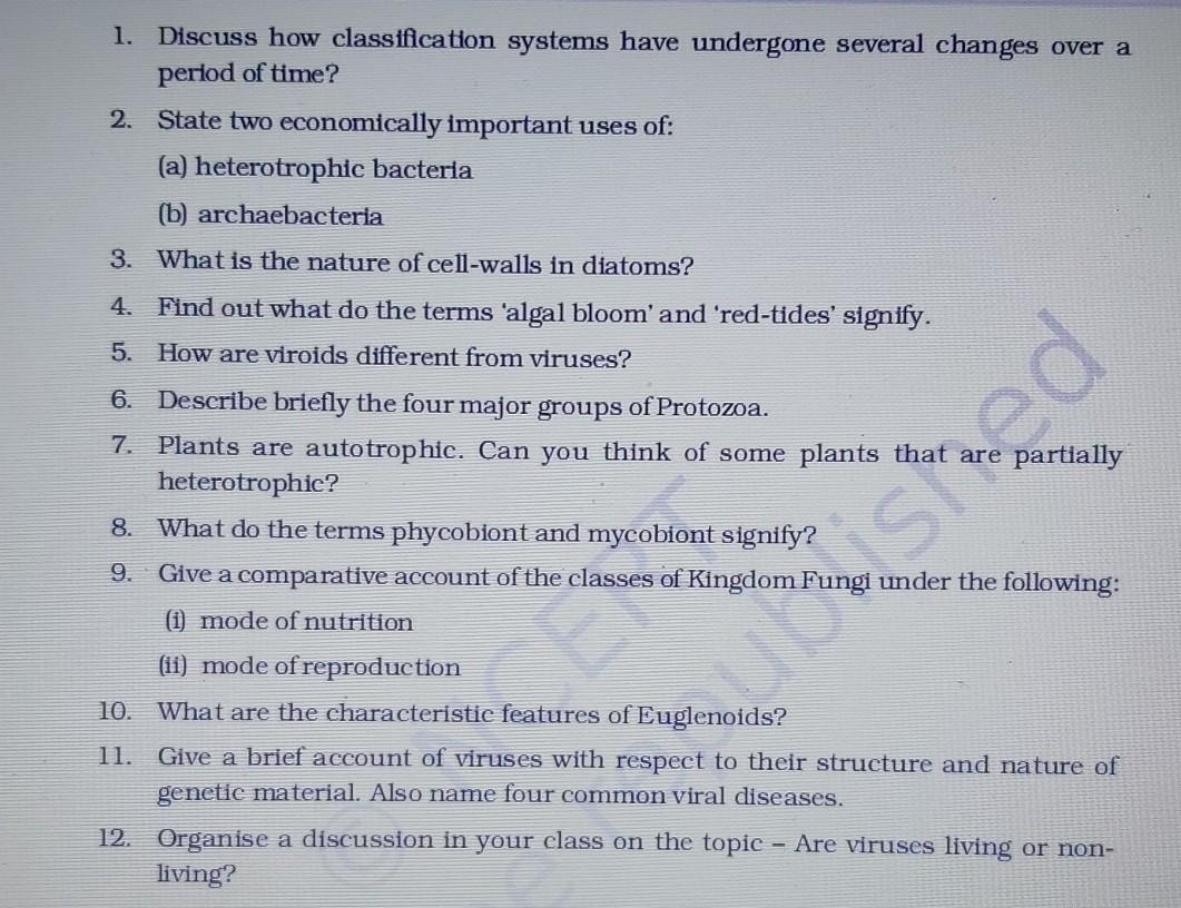 Solved 1. Discuss how classification systems have undergone