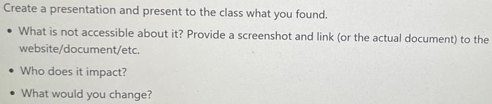 Solved Create a presentation and present to the class what | Chegg.com