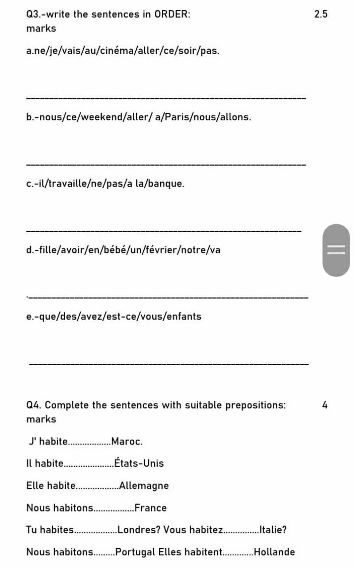 Solved 2 5 Q3 Write The Sentences In Order Marks Chegg Com