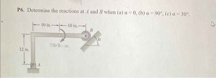 Solved P6. Determine the reactions at A and B when (a) a = | Chegg.com