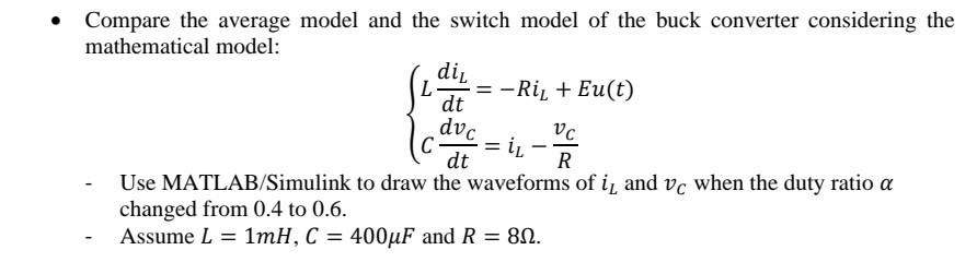 Solved Compare the average model and the switch model of the | Chegg.com