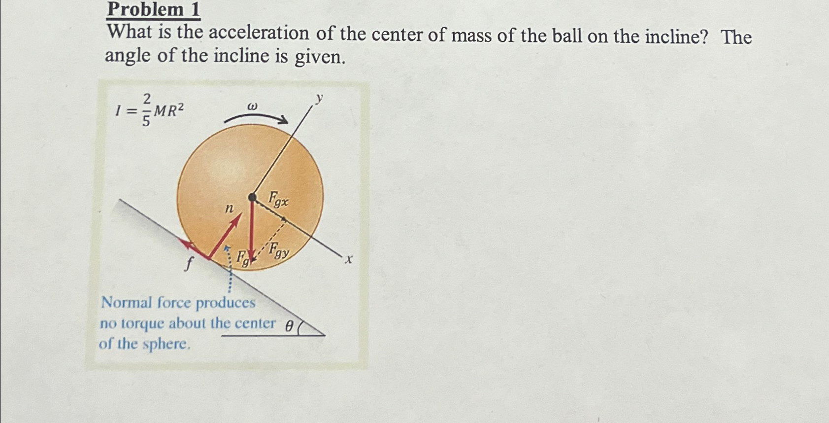 Solved Problem 1what Is The Acceleration Of The Center Of 