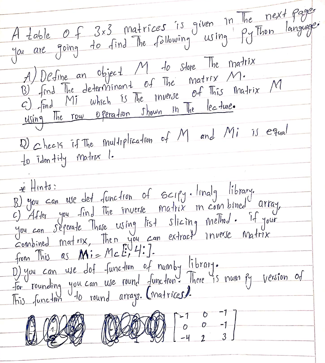 Solved are going The A table of 3x3 matrices is given in the | Chegg.com